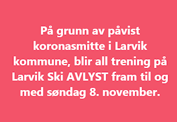 Skitreninger avlyses tom søndag 8. november pga. corona
